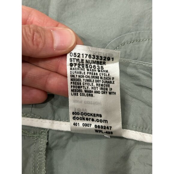 Dockers Womens Khaki Green Cotton Skirt With Buttoned Back Pockets Sz 18 - Picture 7 of 10